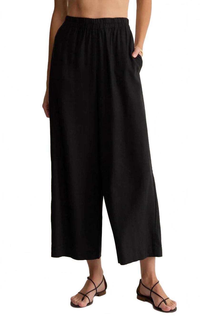 NEW Z SUPPLY scout wide leg linen pant in black